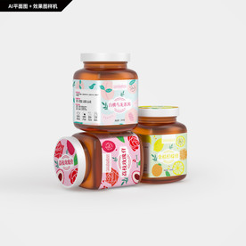 三款果酱瓶贴  果酱包装