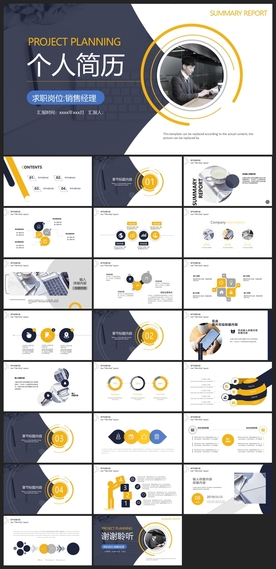 求职学生个人简历PPT素材