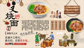 叉烧面背景墙