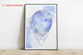 满月水彩画
