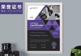 荣誉证书时尚竖版证书