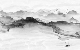 高清新山水简约画 文件分层画