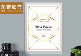 荣誉证书时尚竖版证书