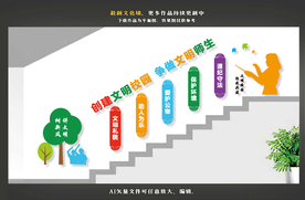 文明校园楼梯文化墙