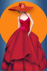 现代北欧风红裙背影美女玄关装饰