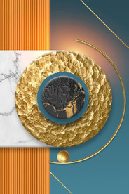 晶瓷抽象金色立体几何玄关装饰画