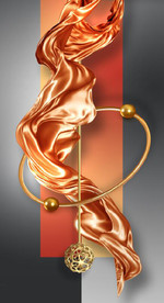 爱马仕抽象立体丝绸玄关装饰画