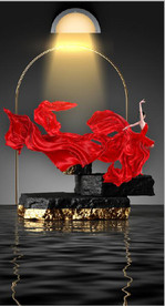 新中式晶瓷金色美女光影背景墙