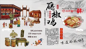 藤椒鸡背景墙