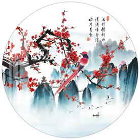 新中式梅花圆形装饰画