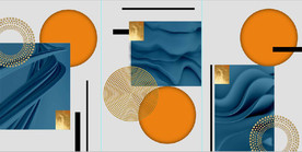 现代晶瓷金色抽象几何装饰无框画