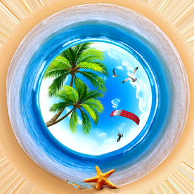 蓝天白云椰子树