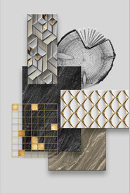 现代3D抽象金色几何关装饰画