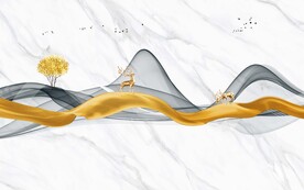 新中式大理石电视背景墙