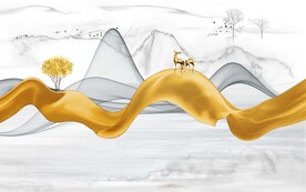 新中式大理石电视背景墙