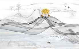 新中式大理石电视背景墙