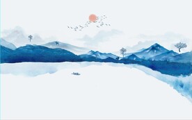 新中式水墨麋山水风景国画背景墙