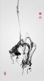 新中式禅意抽象水墨玄关装饰画