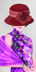 现代太阳帽民国美女玄关装饰画