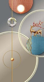 北欧抽象几何光影麋鹿玄关背景墙