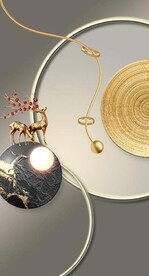 北欧抽象几何光影麋鹿玄关背景墙