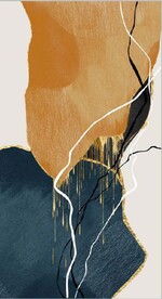 侘寂抽象金色水墨油画玄关装饰画