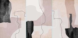 现代北欧风抽象橙色水墨装饰油画