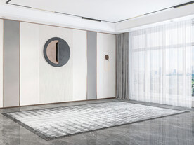 现代极简客厅沙发背景墙3D空景