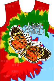 蝴蝶 扎染 高清分层