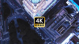 航拍现代城市群街道夜景