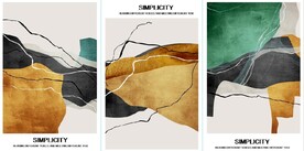 北欧风抽象金色水墨油画装饰画