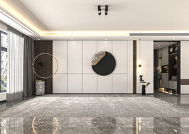 现代极简轻奢客厅空场景