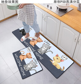 卡通厨房地垫