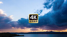 风景素材傍晚海上大片乌云