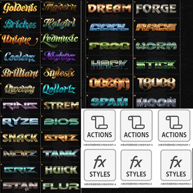 多色细致3D特效字PS样式动作