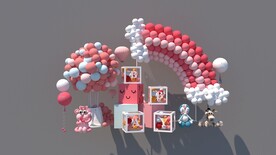 生日美陈气球造型美陈su模型