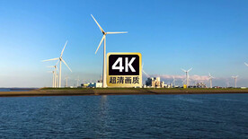 短视频素材海边上风力发电机