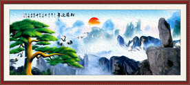 国画迎客松