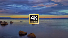 短视频素材唯美傍晚海滩五彩云海