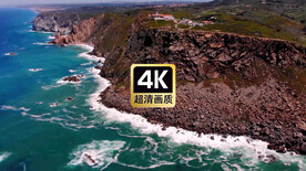 短视频素材海浪冲击礁石