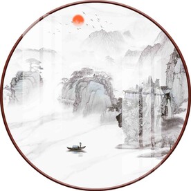 新中式圆形装饰画图片