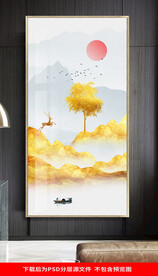 金色山水玄关晶瓷画