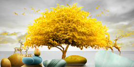 石来运转发财树装饰画