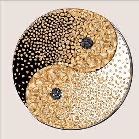 浮雕太极金色鹅卵石装饰无框画