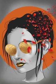 现代北欧风金色美女玄关装饰画