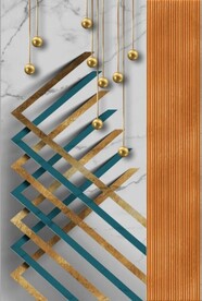 现代抽象金色立体几何玄关装饰画