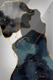 北欧风抽象金色水墨玄关装饰画 