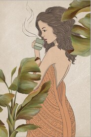 北欧风植物美女玄关装饰画