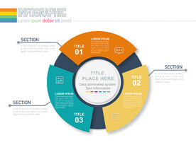 商务PPT三个分项扇形信息图表