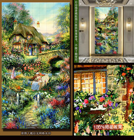 欧式庭院田园风景装饰画